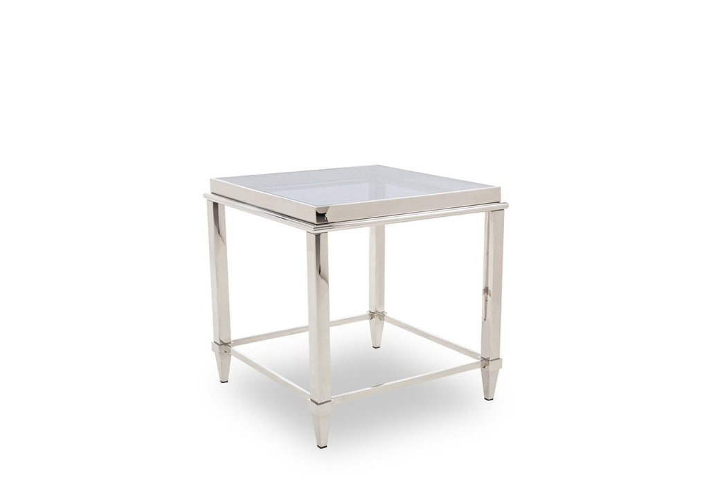 Vig Furniture - Modrest Agar Modern Glass & Stainless Steel End Table - VGHB235B