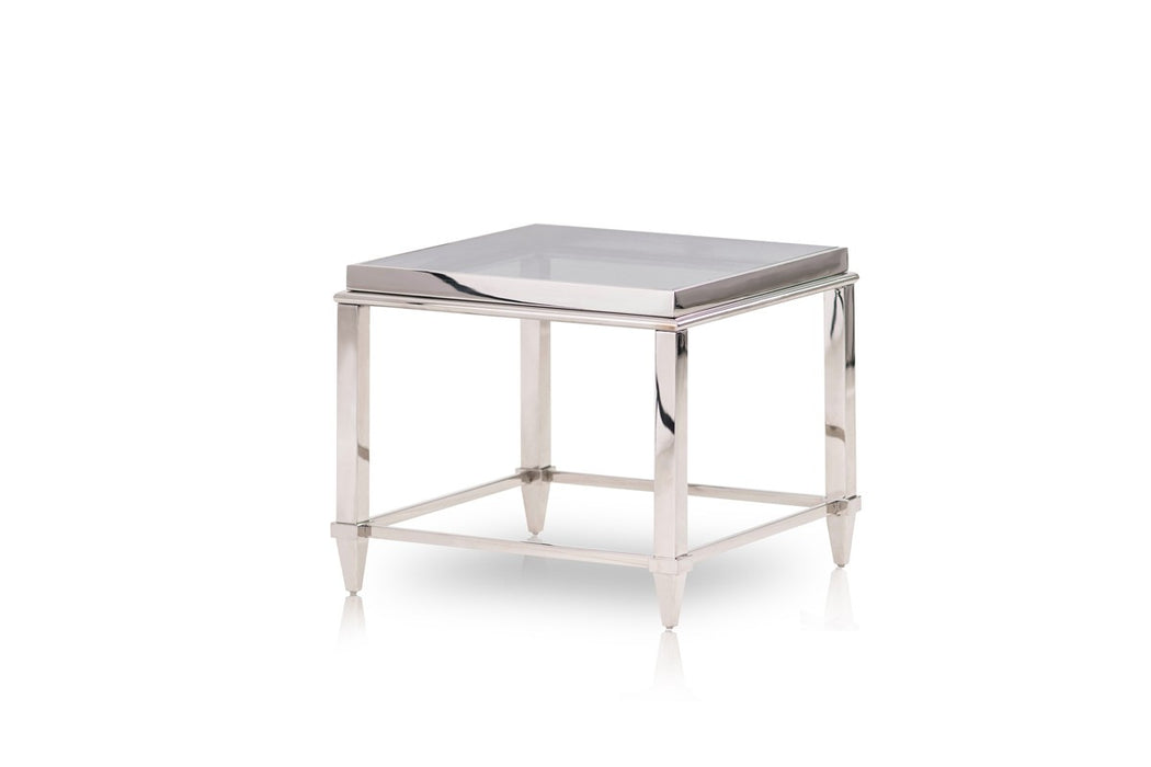 Vig Furniture - Modrest Agar Modern Glass & Stainless Steel End Table - VGHB235B - GreatFurnitureDeal