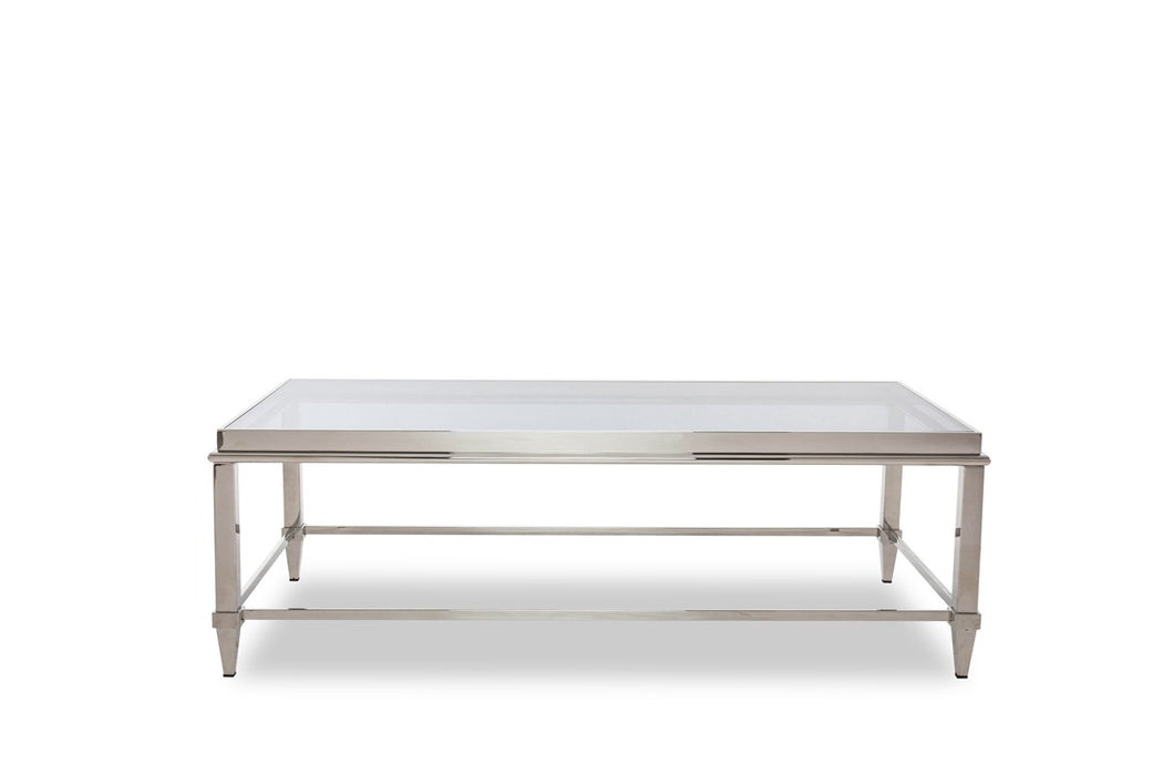 Vig Furniture - Modrest Agar Modern Glass & Stainless Steel Coffee Table - VGHB235D - GreatFurnitureDeal