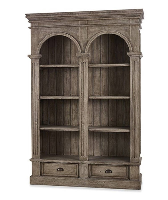 Bramble - Roosevelt Double Arch Bookcase in Antique Oak - BR-23760OAK - GreatFurnitureDeal