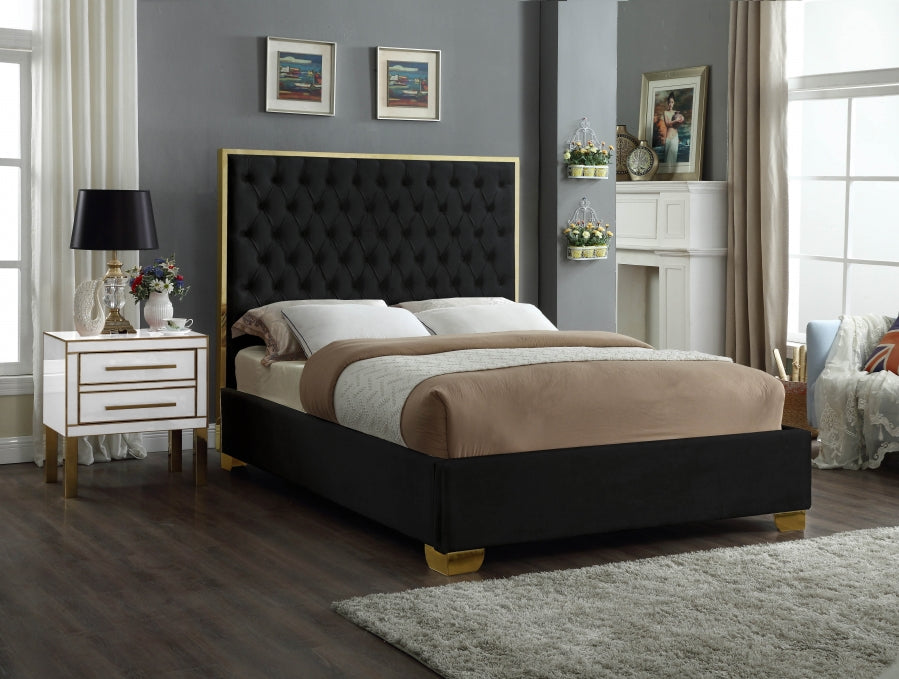 Meridian Furniture - Lana Velvet King Bed in Black - LanaBlack-K - GreatFurnitureDeal