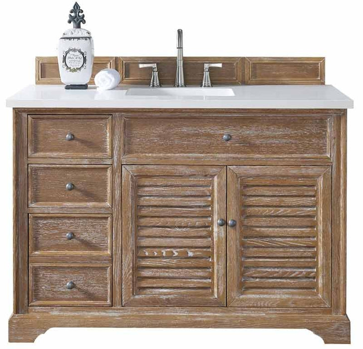 James Martin Furniture - Savannah 48" Driftwood Single Vanity with 3 CM Arctic Fall Solid Surface Top - 238-104-5211-3AF