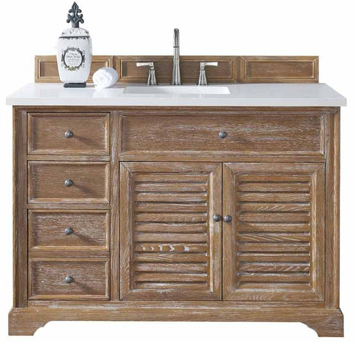 James Martin Furniture - Savannah 48" Driftwood Single Vanity with 3 CM Carrara Marble Top - 238-104-5211-3CAR - GreatFurnitureDeal