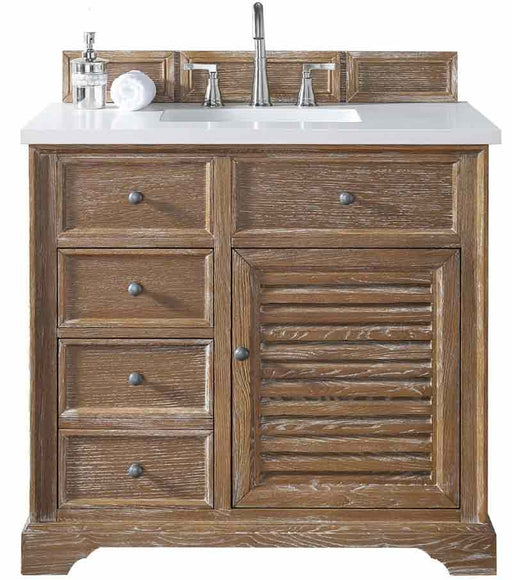 James Martin Furniture - Savannah 36" Driftwood Single Vanity with 3 CM Carrara Marble Top - 238-104-5511-3CAR - GreatFurnitureDeal