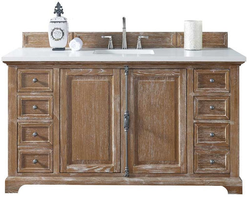 James Martin Furniture - Providence 60" Driftwood Single Vanity with 3 CM Carrara Marble Top - 238-105-5311-3CAR - GreatFurnitureDeal