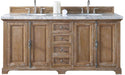 James Martin Furniture - Providence 72" Driftwood Double Vanity with 3 CM Arctic Fall Solid Surface Top - 238-105-5711-3AF