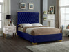 Meridian Furniture - Lana Velvet Queen Bed in Navy - LanaNavy-Q - GreatFurnitureDeal