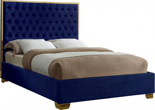 Meridian Furniture - Lana Velvet King Bed in Navy - LanaNavy-K - GreatFurnitureDeal