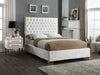Meridian Furniture - Lana Velvet Queen Bed in White - LanaWhite-Q - GreatFurnitureDeal