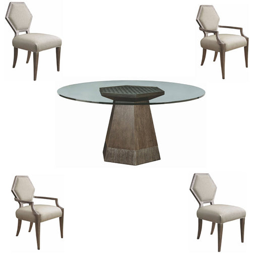 ART Furniture - Geode - 5 Piece Bluff Round Dining Table Set w- 54" Glass Top - 238224-230354-5SET - GreatFurnitureDeal