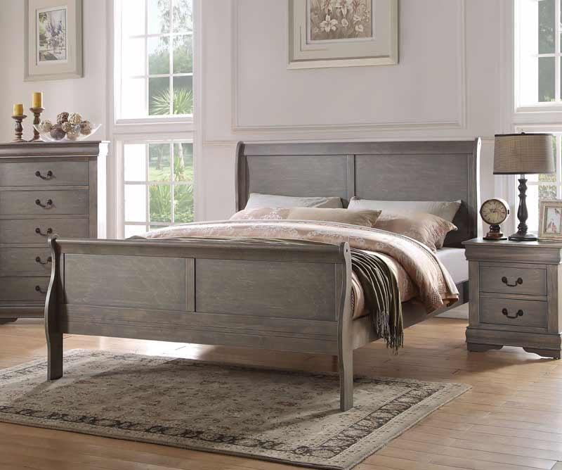 Acme Furniture - Louis Philippe Antique Gray Eastern King Bed - 23857EK - GreatFurnitureDeal