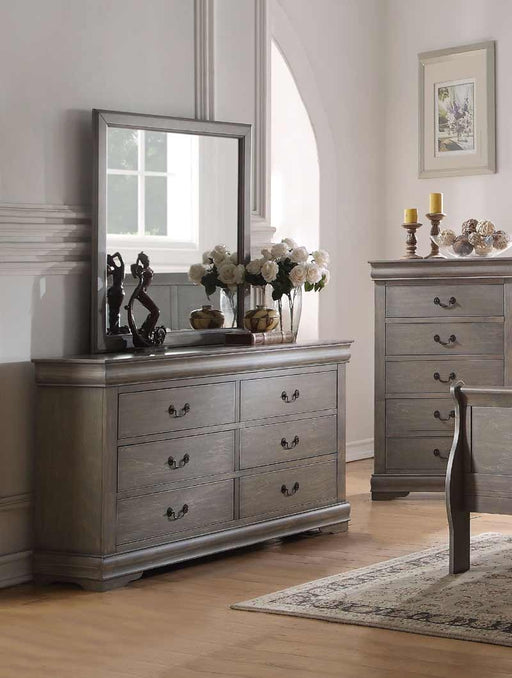 Acme Furniture - Louis Philippe Antique Gray Dresser with Mirror - 23864-65 - GreatFurnitureDeal