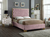 Meridian Furniture - Lana Velvet Queen Bed in Pink - LanaPink-Q - GreatFurnitureDeal