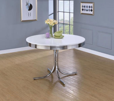 Coaster Furniture - Retro Chrome Round Retro Dining Table - 2388
