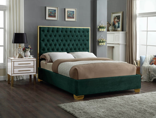 Meridian Furniture - Lana Velvet Queen Bed in Green - LanaGreen-Q - GreatFurnitureDeal