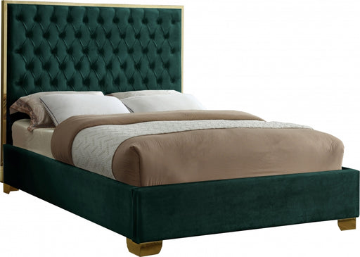 Meridian Furniture - Lana Velvet Queen Bed in Green - LanaGreen-Q - GreatFurnitureDeal