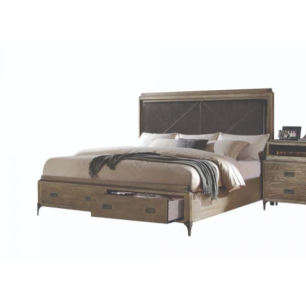 Acme Furniture - Athouman Weathered Oak California King Panel Storage Bed - 23914CK