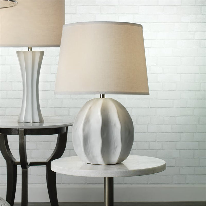 Jamie Young Company - Urchin Table Lamp in Matte White with Large Cone Shade in White Linen - 9URCHTLWHITE