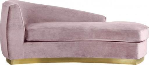 Meridian Furniture - Julian Velvet Chaise Lounge in Pink - 620Pink-Chaise - GreatFurnitureDeal