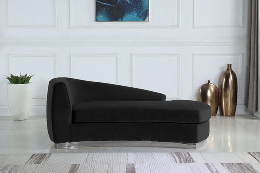 Meridian Furniture - Julian Velvet Chaise Lounge in Black - 621Black-Chaise - GreatFurnitureDeal