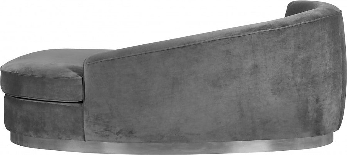 Meridian Furniture - Julian Velvet Chaise Lounge in Grey - 621Grey-Chaise - GreatFurnitureDeal
