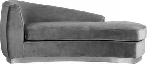 Meridian Furniture - Julian Velvet Chaise Lounge in Grey - 621Grey-Chaise - GreatFurnitureDeal