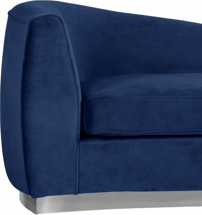 Meridian Furniture - Julian Velvet Chaise Lounge in Navy - 621Navy-Chaise - GreatFurnitureDeal
