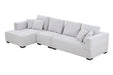 GFD Home - 134'' Mid Century Modern Sofa L-Shape Sectional Sofa Couch Left Chaise for Living Room, Beige - GreatFurnitureDeal