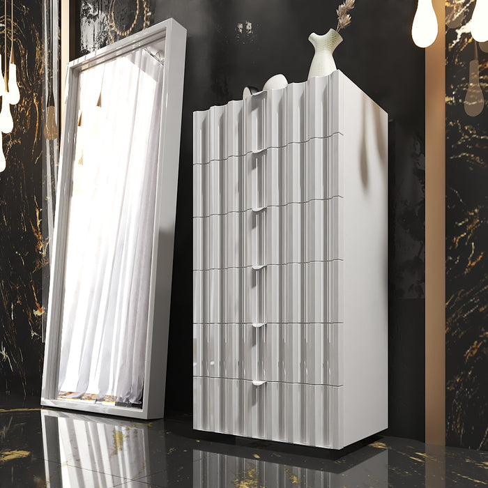 ESF Furniture - Orion 6 Piece Queen Bedroom Set in White with Light - ORIONQS-6SET - GreatFurnitureDeal