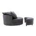 GFD Home - Orisfur. 360° Swivel Accent Barrel Chair with Storage Ottoman & 4 Pillows, Modern Linen Leisure Chair Round Accent for Living Room - GreatFurnitureDeal