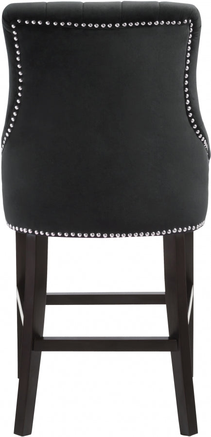 Meridian Furniture - Oxford Velvet Counter Stool in Black (Set of 2) - 722Black-C - GreatFurnitureDeal