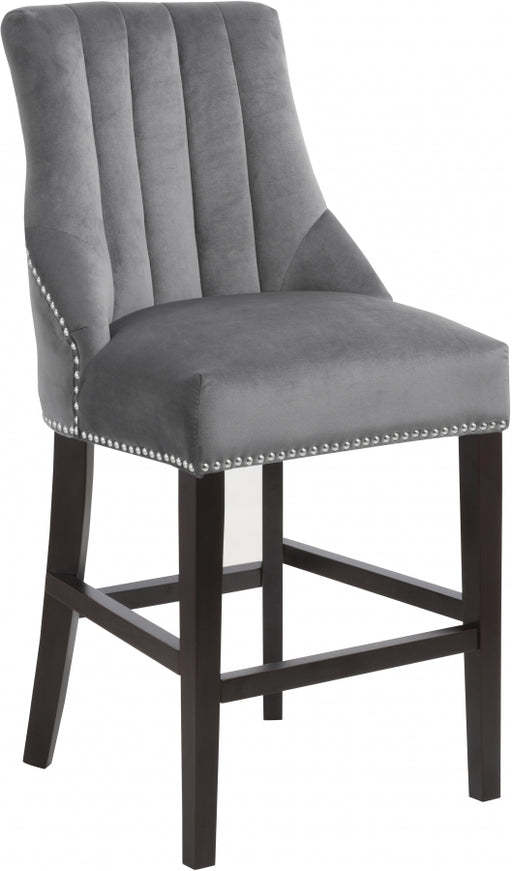 Meridian Furniture - Oxford Velvet Counter Stool in Grey (Set of 2) - 722Grey-C - GreatFurnitureDeal