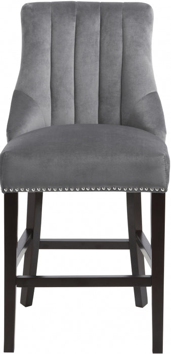Meridian Furniture - Oxford Velvet Counter Stool in Grey (Set of 2) - 722Grey-C