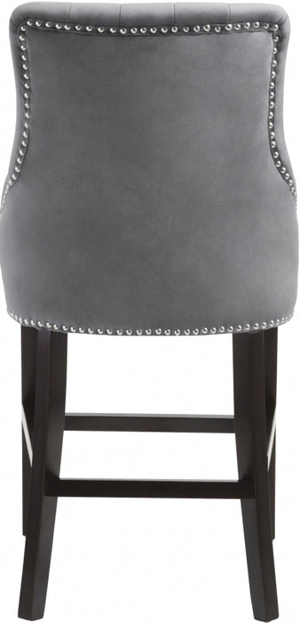 Meridian Furniture - Oxford Velvet Counter Stool in Grey (Set of 2) - 722Grey-C - GreatFurnitureDeal