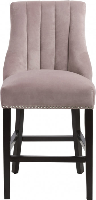 Meridian Furniture - Oxford Velvet Counter Stool in Pink (Set of 2) - 722Pink-C