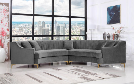 Meridian Furniture - Jackson 2 Piece Sectional Velvet in Grey - 673Grey-Sectional - GreatFurnitureDeal