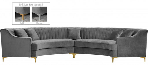 Meridian Furniture - Jackson 2 Piece Sectional Velvet in Grey - 673Grey-Sectional - GreatFurnitureDeal