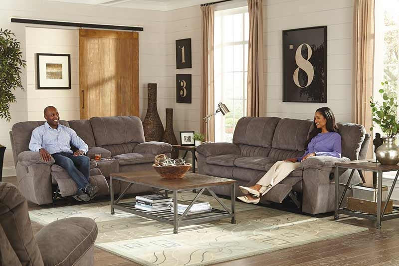 Reyes 2 Piece Power Reclining Sofa Set - 62401-62409-Graphite - Room View