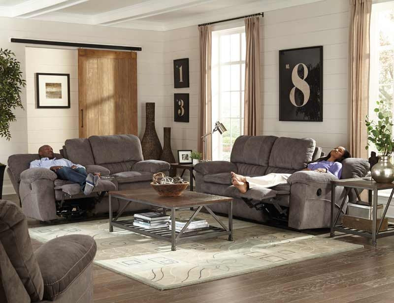 Reyes 3 Piece Power Reclining Living Room Set - 62401-62409-624007-Graphite - Room View