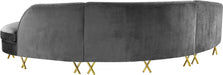 Meridian Furniture - Serpentine 3 Piece Sectional Velvet in Grey - 671Grey-Sectional - GreatFurnitureDeal
