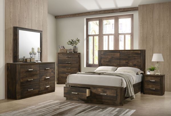 Acme Furniture - Elettra Queen Bed in Rustic Walnut - 24200Q - GreatFurnitureDeal