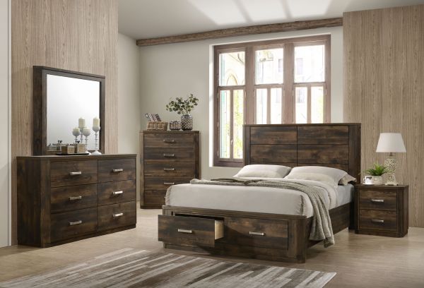 Acme Furniture - Elettra Queen Bed in Rustic Walnut - 24850Q