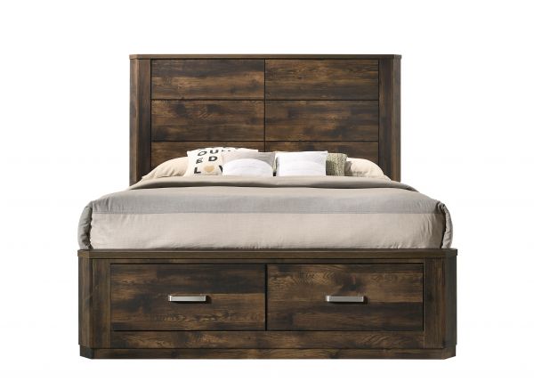 Acme Furniture - Elettra Queen Bed in Rustic Walnut - 24850Q