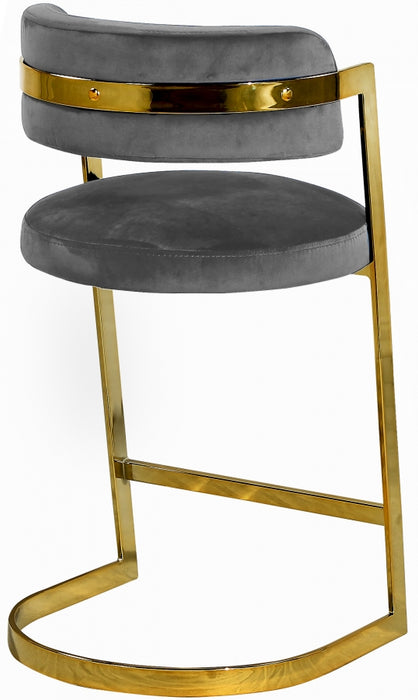 Meridian Furniture - Stephanie Velvet Counter Stool Set of 2 in Grey - 796Grey-C - GreatFurnitureDeal