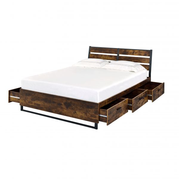 Acme Furniture - Juvanth 3 Piece Queen Bedroom Set in Oak & Black - 24250Q-3SET