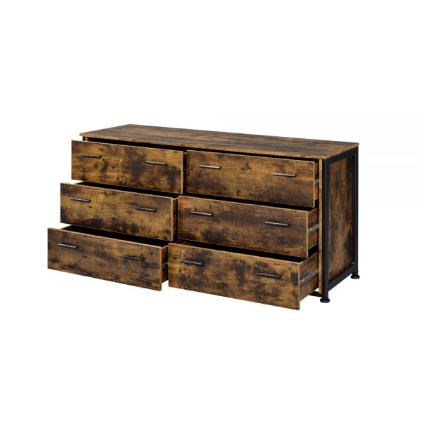 Acme Furniture - Juvanth Dresser with Mirror in Oak & Black - 24265-64