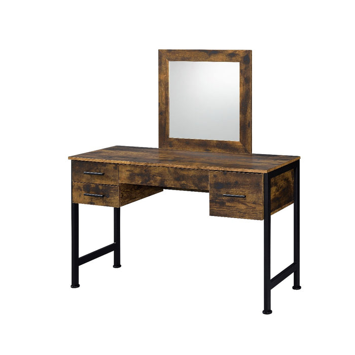 Acme Furniture - Juvanth Vanity Desk & Mirror in Oak & Black - 24267 - GreatFurnitureDeal