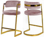 Meridian Furniture - Stephanie Velvet Counter Stool Set of 2 in Pink - 796Pink-C - GreatFurnitureDeal