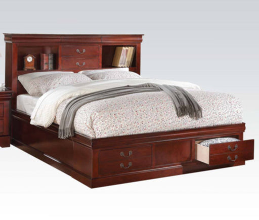 Acme Furniture - Louis Philippe III Queen Bed with Storage in Cherry - 24380Q - GreatFurnitureDeal