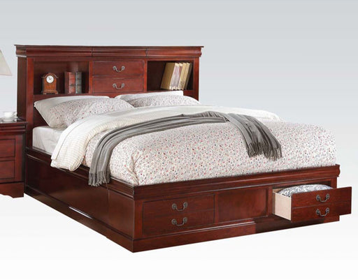 Acme Furniture - Louis Philippe III Eastern King Bed with Storage in Cherry - 24377EK